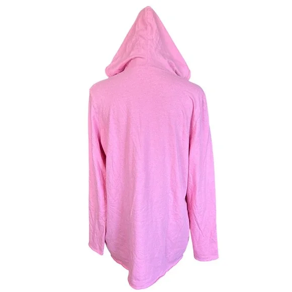 Life Is Good Pink Long Sleeve Hooded Tshirt With Daisy, Large, 100% Cotton - Picture 3 of 6